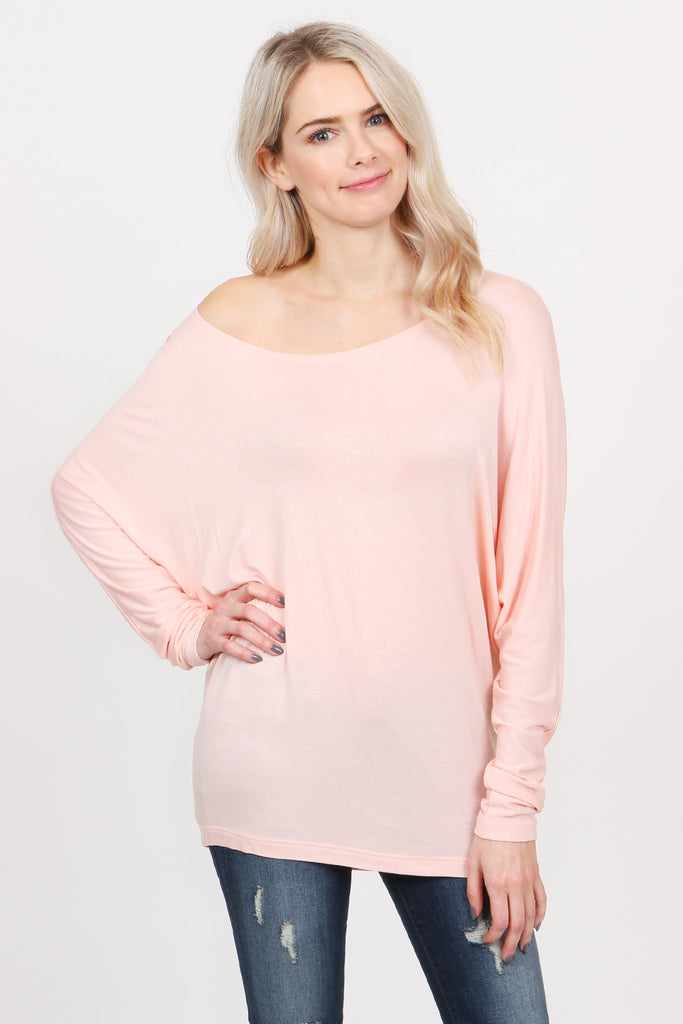 Long Sleeve Dolman Off-Shoulder Top