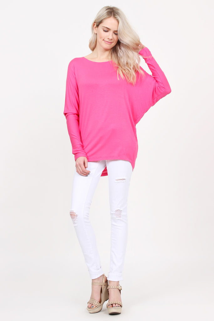 Long Sleeve Dolman Off-Shoulder Top