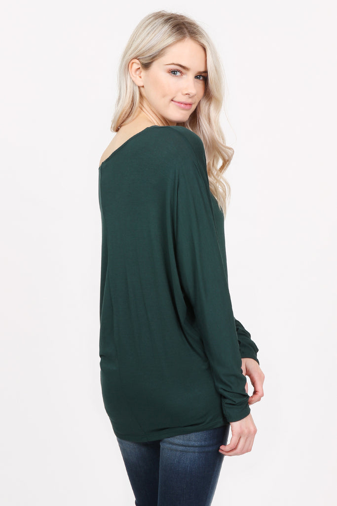 Long Sleeve Dolman Off-Shoulder Top