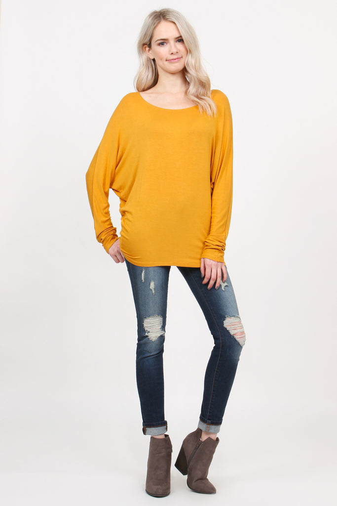 Long Sleeve Dolman Off-Shoulder Top