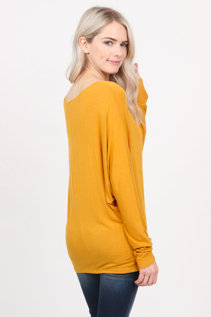 Long Sleeve Dolman Off-Shoulder Top