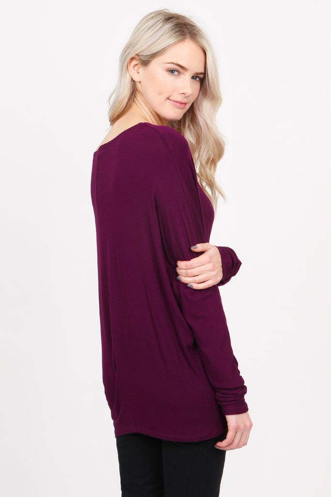 Long Sleeve Dolman Off-Shoulder Top