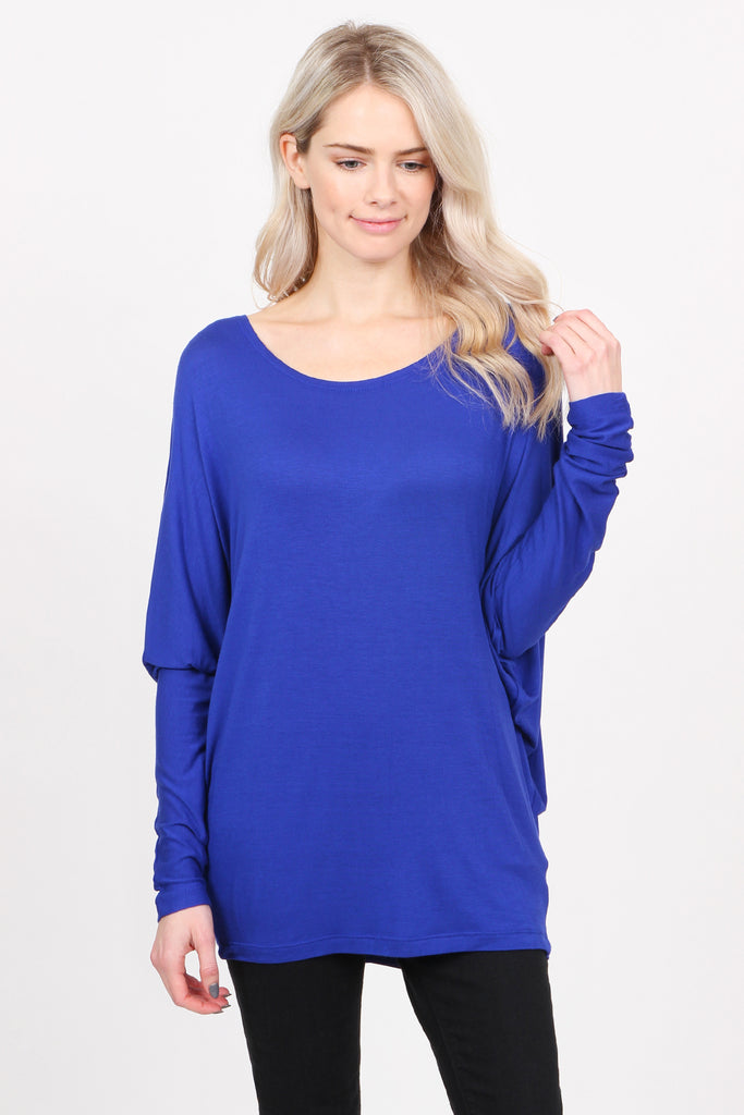 Long Sleeve Dolman Off-Shoulder Top