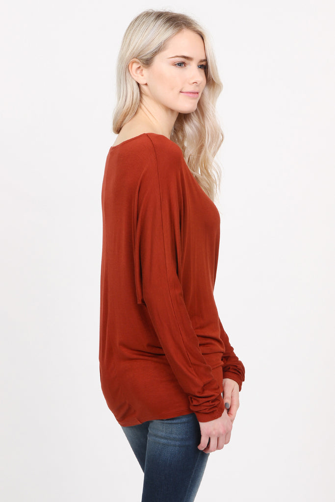 Long Sleeve Dolman Off-Shoulder Top
