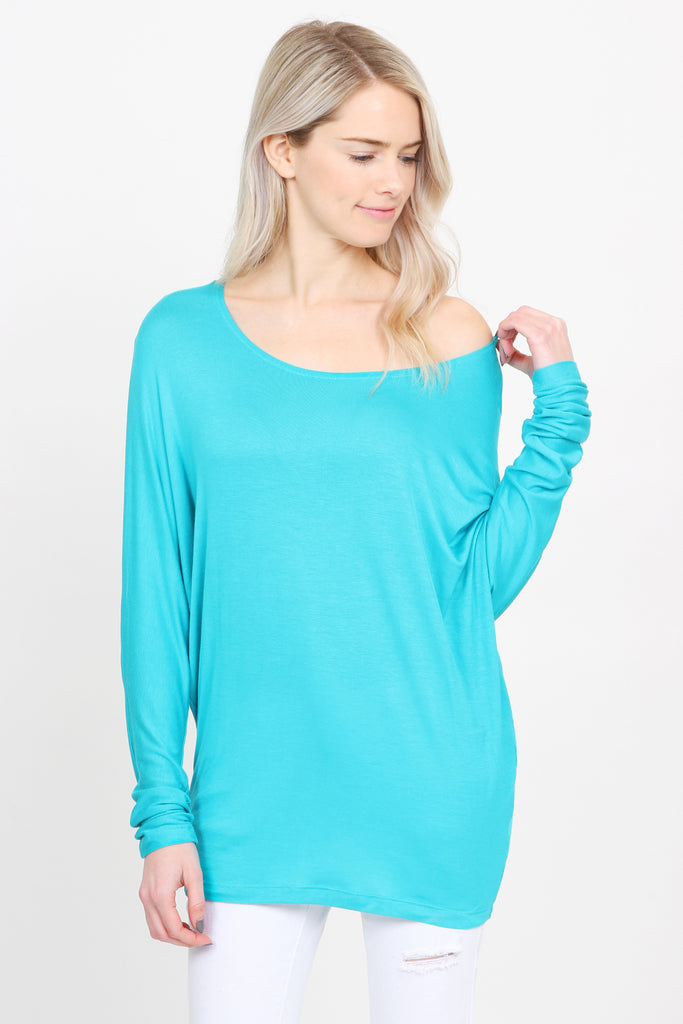 Long Sleeve Dolman Off-Shoulder Top