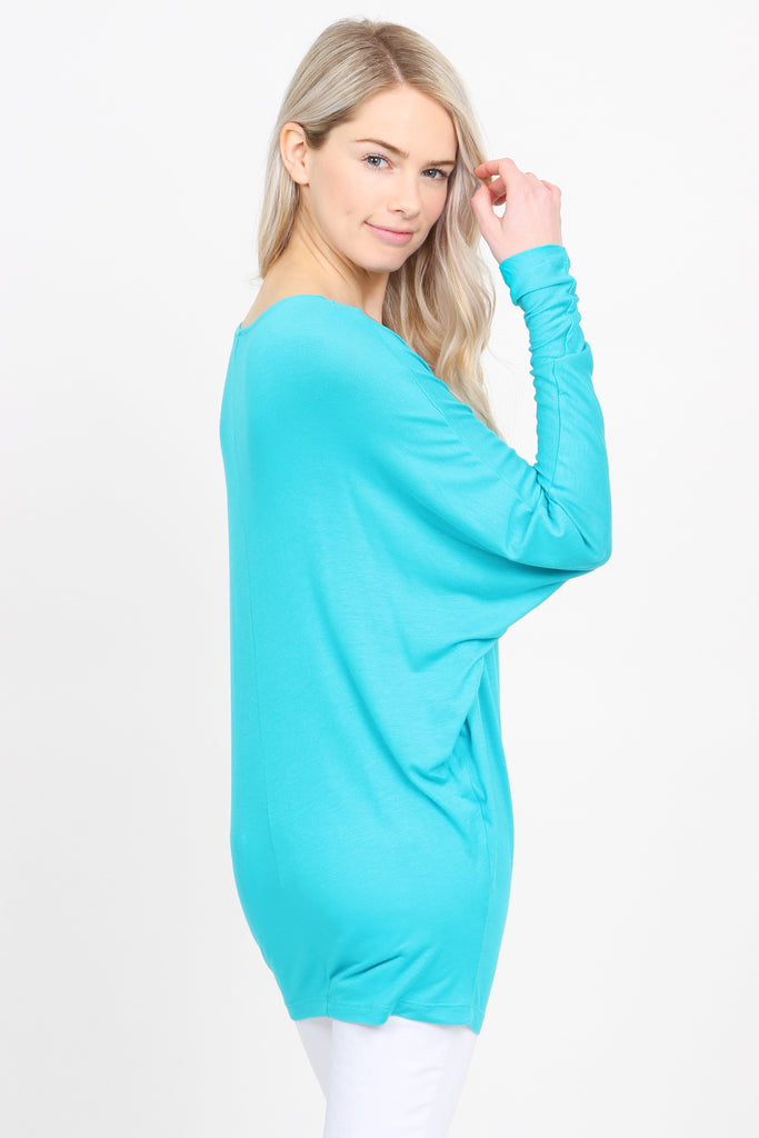 Long Sleeve Dolman Off-Shoulder Top