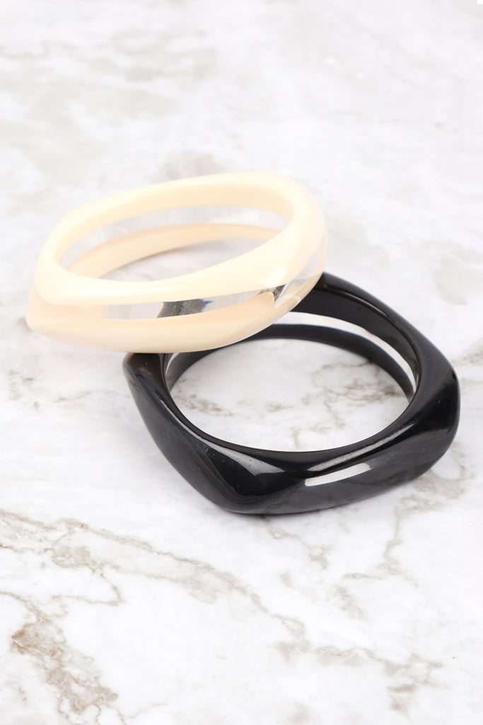SB5170 - DISTORTED SQUARE SHAPE ACETATE BANGLE BRACELET