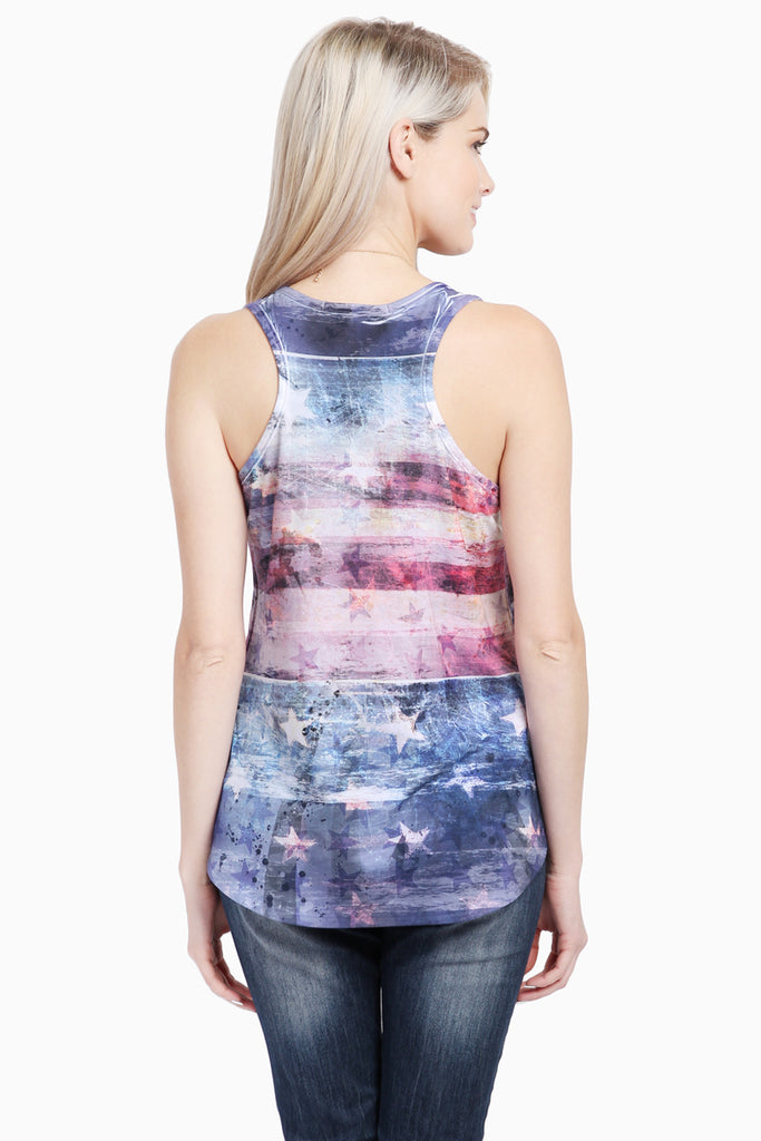 U.S. Flag Acid Wash RacerBack Tank Top