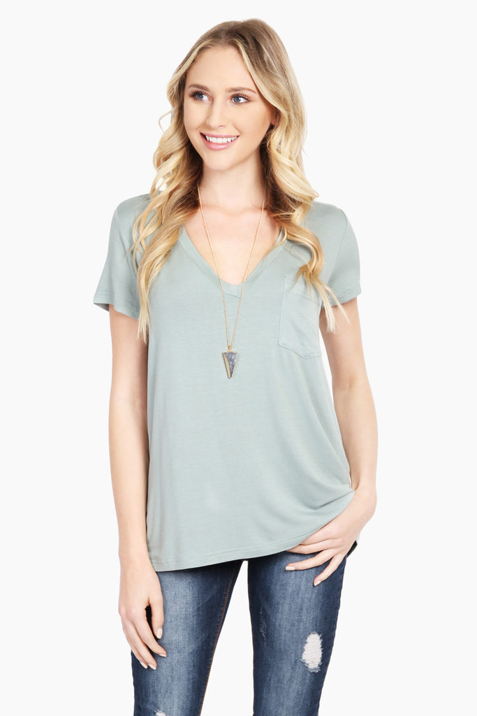 Relaxed Fit V-neck Jersey Pocket Tee
