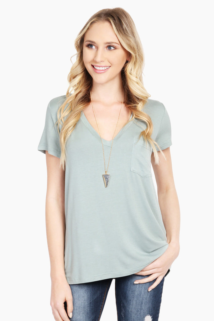 Relaxed Fit V-neck Jersey Pocket Tee