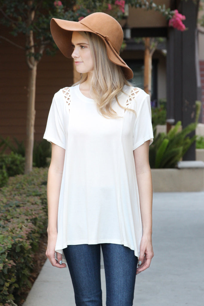 Short Sleeve Braid Detail Top