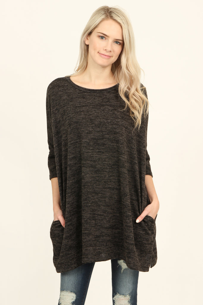 Hacci Pocket Tunic Top - Riah Fashion