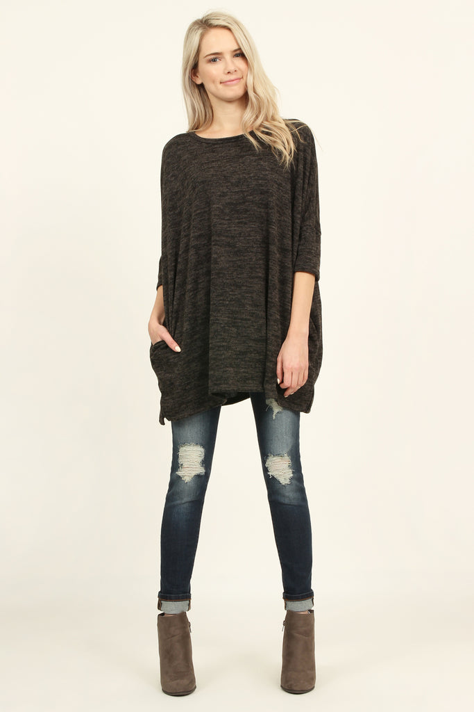 Hacci Pocket Tunic Top - Riah Fashion