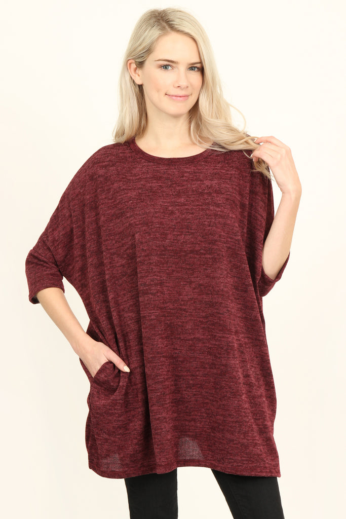 Hacci Pocket Tunic Top - Riah Fashion
