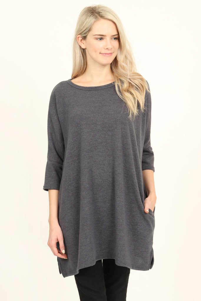 Hacci Pocket Tunic Top - Riah Fashion