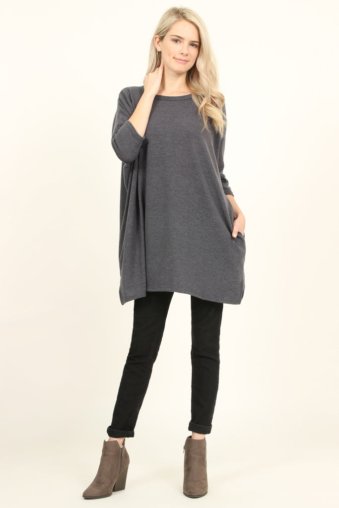 Hacci Pocket Tunic Top - Riah Fashion