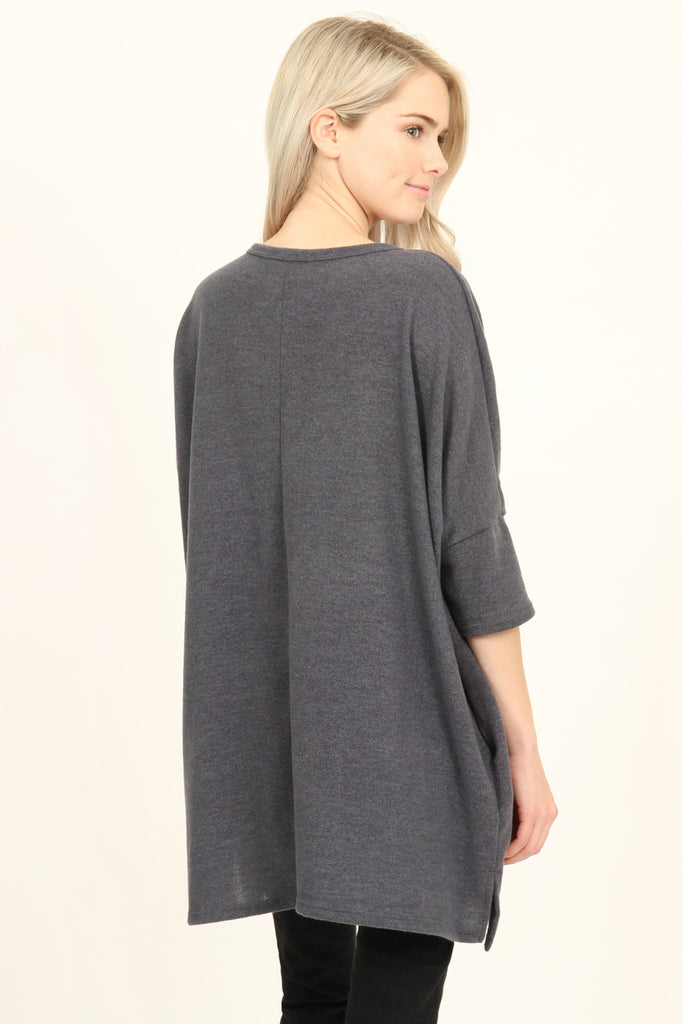 Hacci Pocket Tunic Top - Riah Fashion