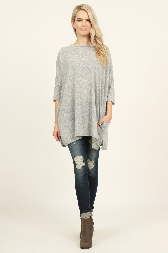 Hacci Pocket Tunic Top - Riah Fashion