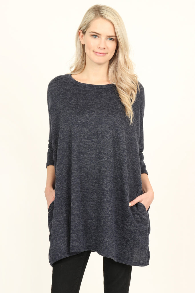 Hacci Pocket Tunic Top - Riah Fashion
