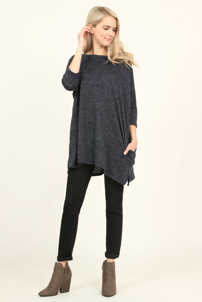 Hacci Pocket Tunic Top - Riah Fashion