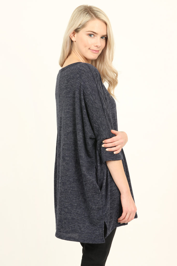 Hacci Pocket Tunic Top - Riah Fashion