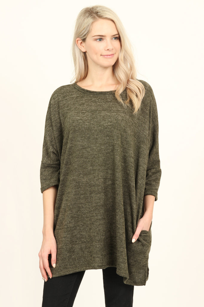 Hacci Pocket Tunic Top - Riah Fashion
