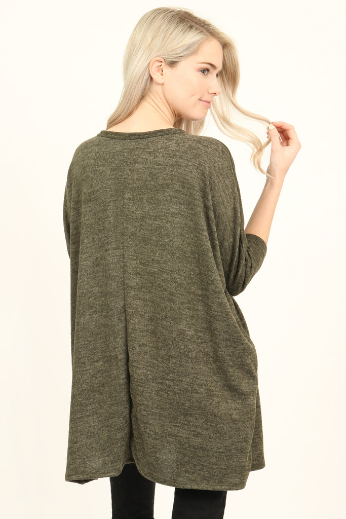 Hacci Pocket Tunic Top - Riah Fashion