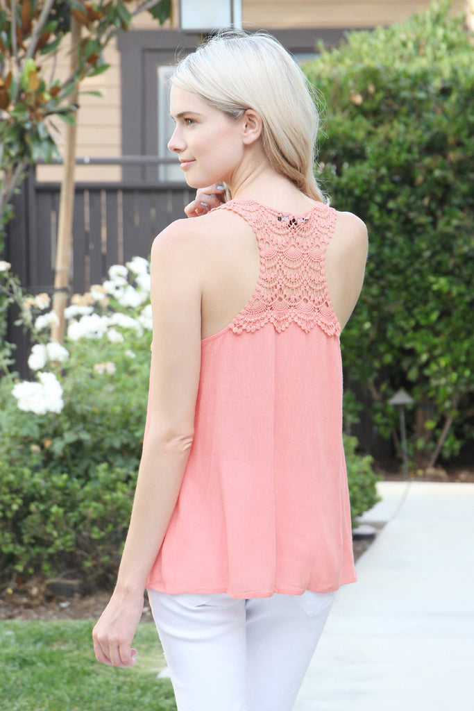 Sleeveless Crochet Strap Tassel Top