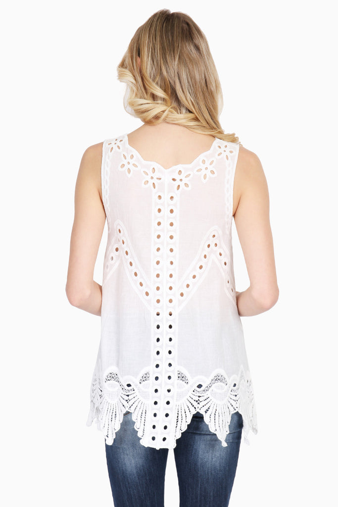Scalloped Neckline Crochet Sleeveless Top
