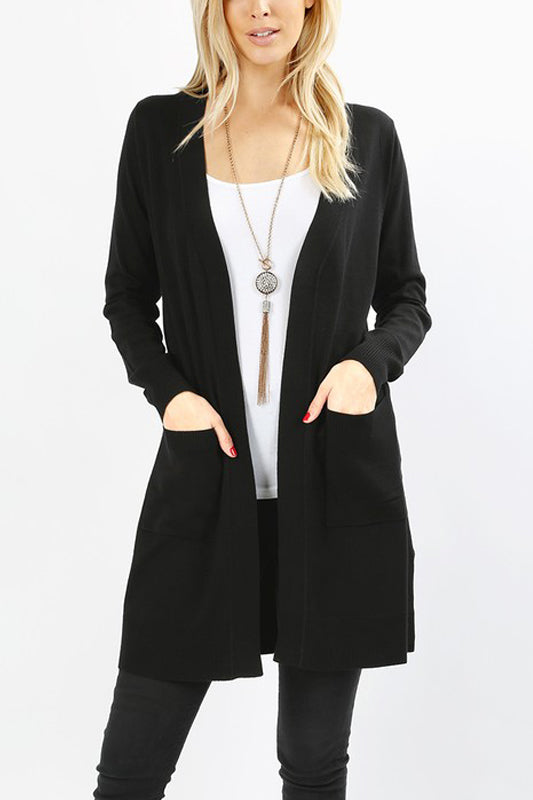 Open Cardigan Sweater Pockets