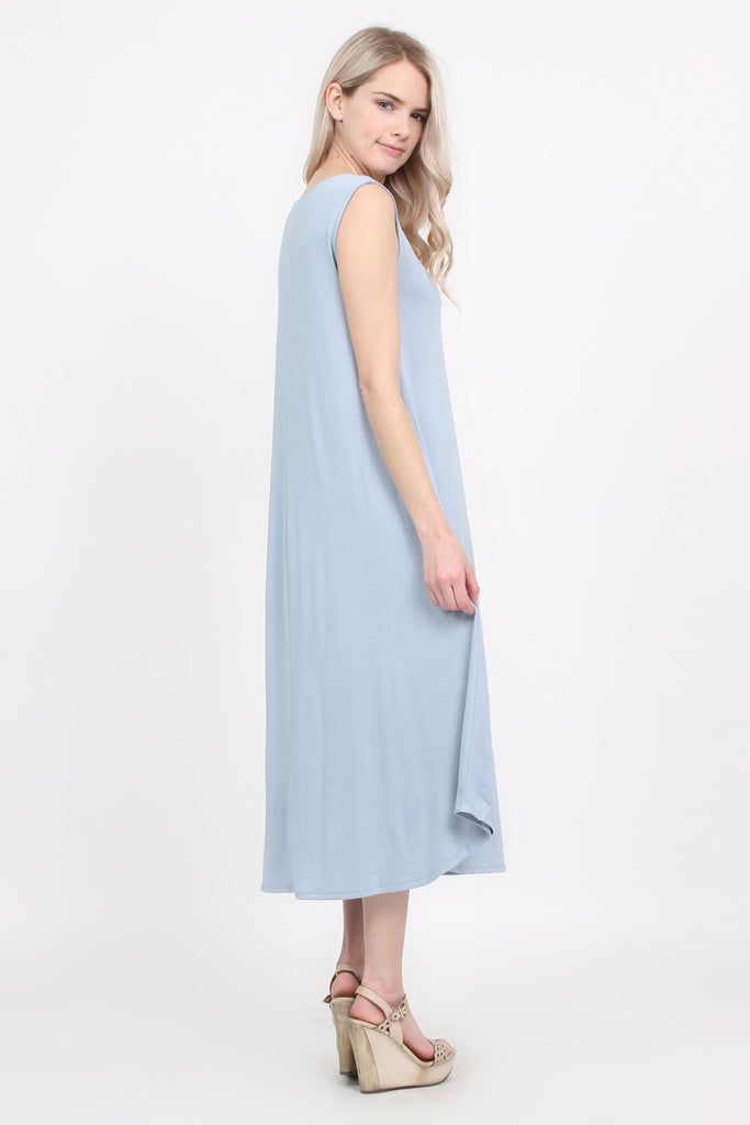 Sleeveless Pocket Midi Dress - Riah Fashion