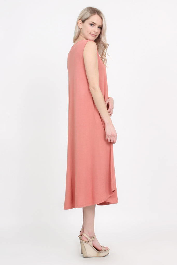 Sleeveless Pocket Midi Dress - Riah Fashion