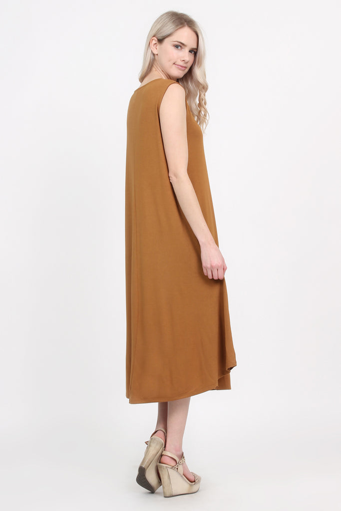 Sleeveless Pocket Midi Dress - Riah Fashion