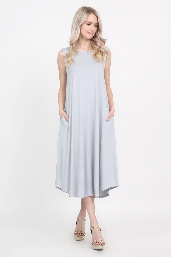 Sleeveless Pocket Midi Dress - Riah Fashion