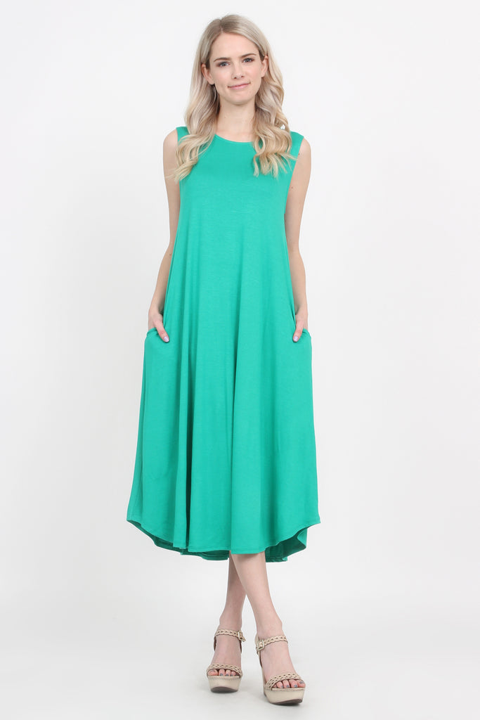 Sleeveless Pocket Midi Dress - Riah Fashion