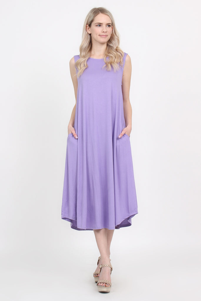 Sleeveless Pocket Midi Dress - Riah Fashion
