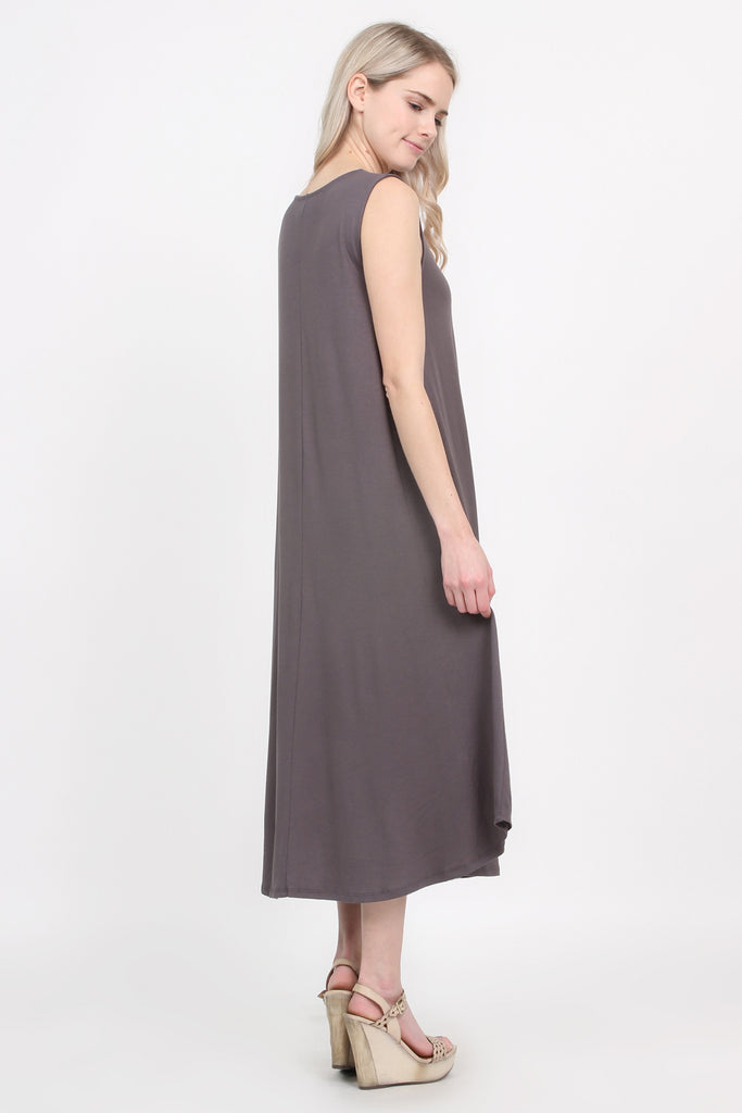 Sleeveless Pocket Midi Dress - Riah Fashion