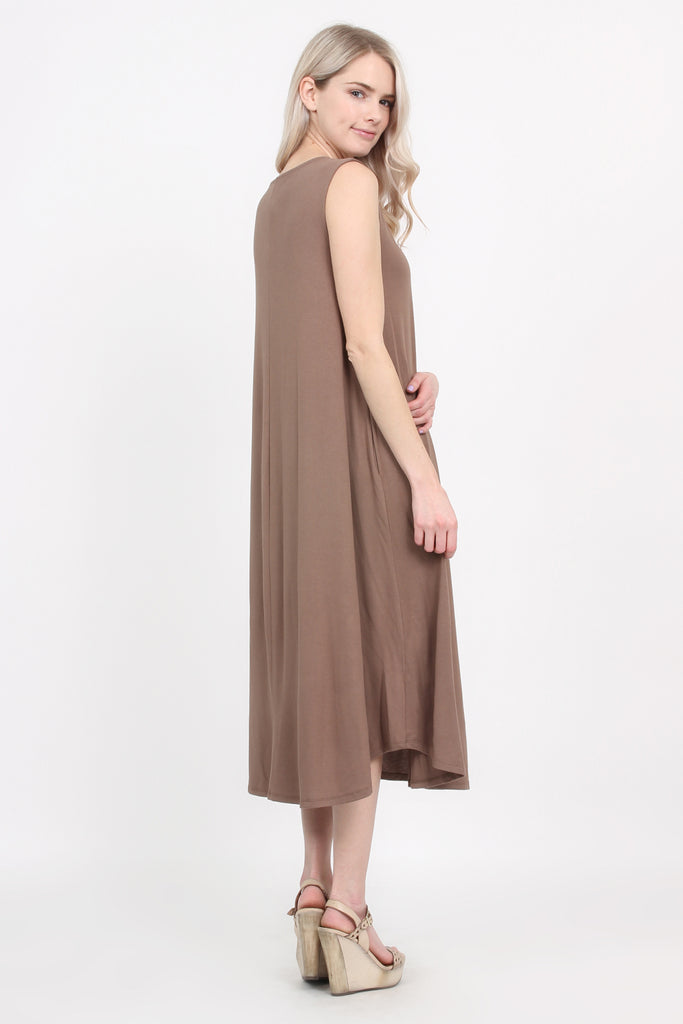 Sleeveless Pocket Midi Dress - Riah Fashion