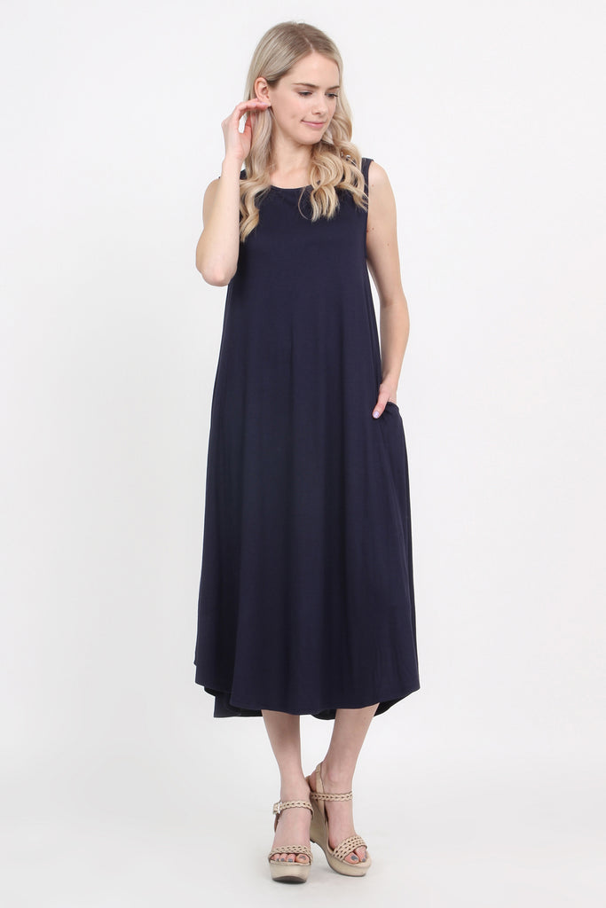 Sleeveless Pocket Midi Dress - Riah Fashion