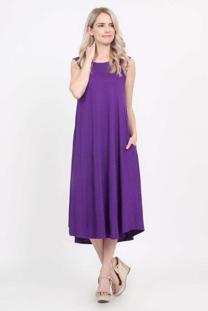 Sleeveless Pocket Midi Dress - Riah Fashion