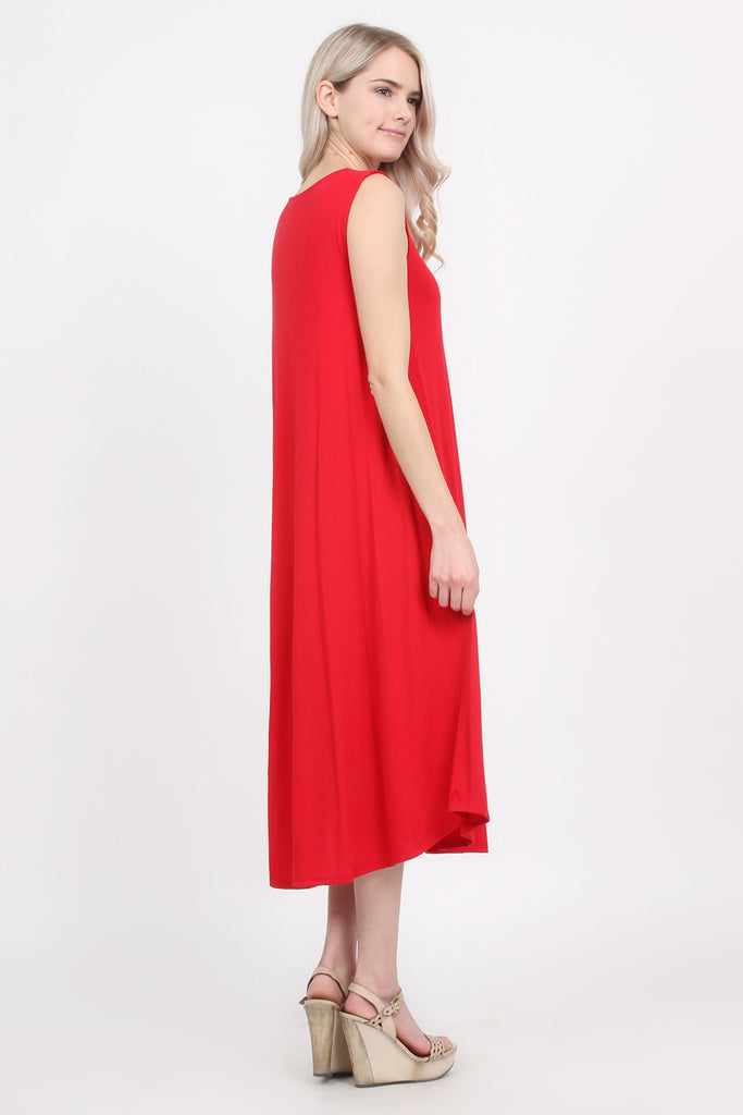 Sleeveless Pocket Midi Dress - Riah Fashion