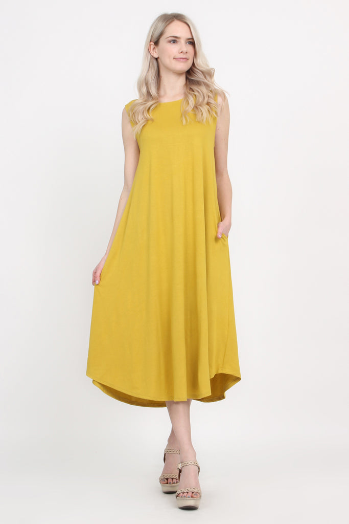 Sleeveless Pocket Midi Dress - Riah Fashion