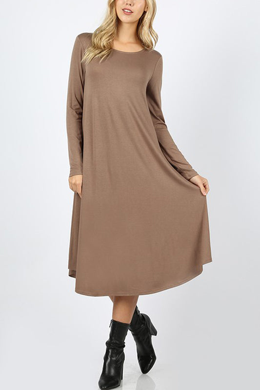 Viscose Long Sleeve Pocket Dress