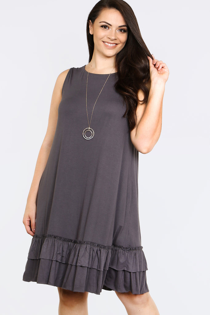 Ruffle Hem Sleeveless Dress