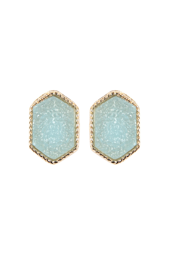 DRUZY HEXAGON POST EARRINGS