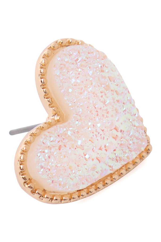 HEART DRUZY POST EARRINGS