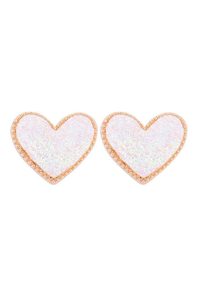 HEART DRUZY POST EARRINGS