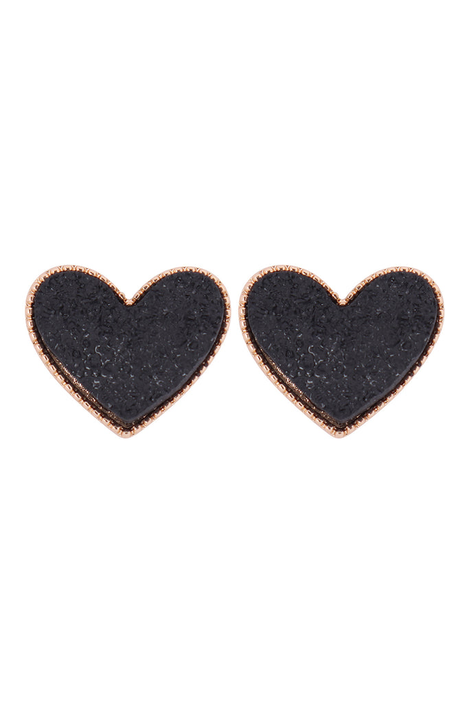HEART DRUZY POST EARRINGS