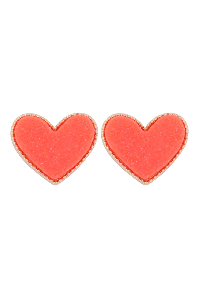 HEART DRUZY POST EARRINGS