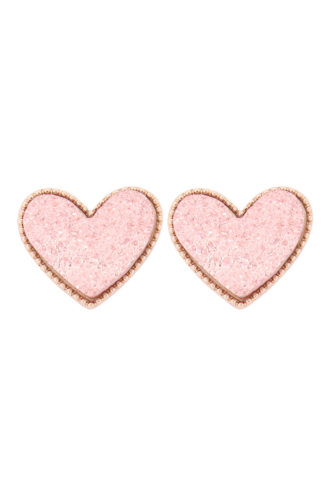 HEART DRUZY POST EARRINGS